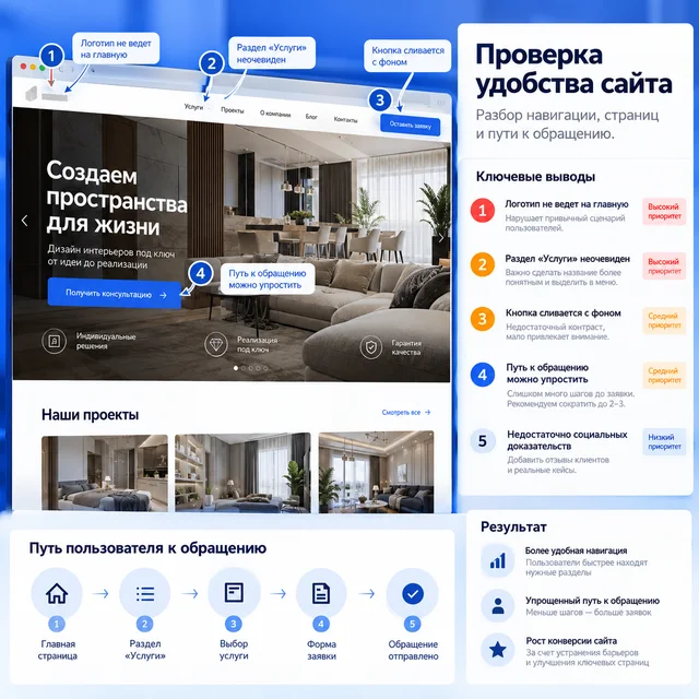 Проверка удобства сайта